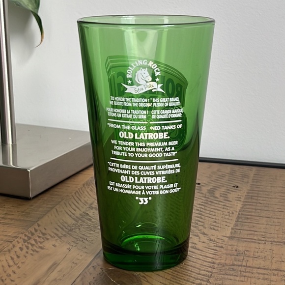 Rolling Rock Extra Pale Ale Pint Glass Green Glass TALL - Picture 3 of 4